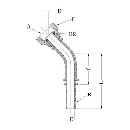 45° BSP FEMALE 60° CONE WITH O RING