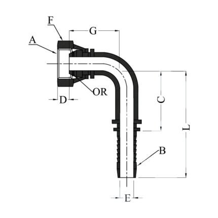 90° BSP FEMALE 60° CONE WITH O RING